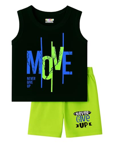Image of Kuchipoo Boys Regular Fit Sleeveless T-Shirts and Shorts Set