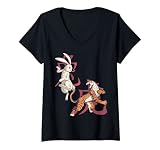 Femme Nouvel An chinois 2023 Tigre salue l'année du lapin T-Shirt avec Col en V
