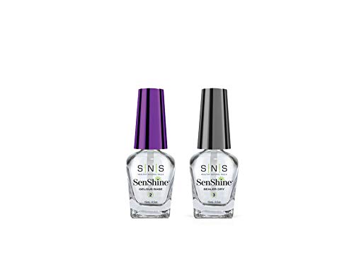 SNS Nails Dipping Senshine Powder Liquid Set of 2 (0.5oz) - Gelous Base, Sealer Dry