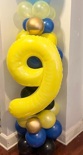 Image of 4 Balloon Numbers Birthday Decorations, 40In Yellow Balloons for Men Women | Eye-catching Appearance, Perfect Decorative Centerpieces, Convenient Self-sealing Structure, Widely for Various Occasions