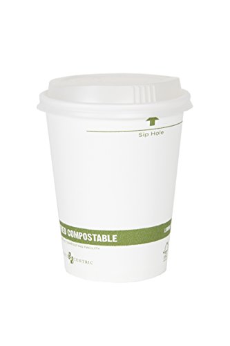 World Centric Compostable Paper PLA-Lined 12 Ounce White Coffee Hot Cup and Lid Combo, 50 Cups, 50 Lids #1