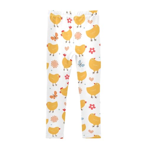 Little Chickens Girls Leggings,Workout Leggings for Girls Toddler Athletic Leggings Size for 3-10T2