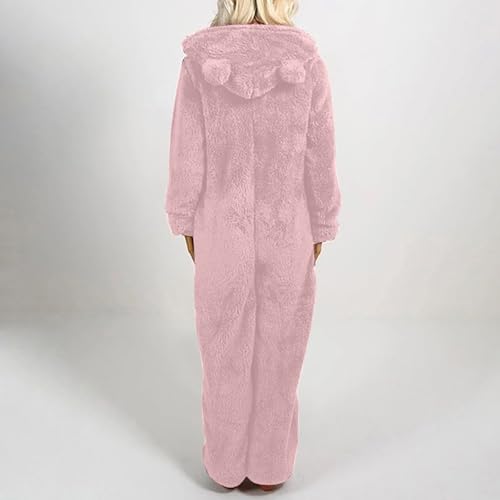 Combinaison pyjama femme en peluche douce avec fermeture zip pour l'hiver