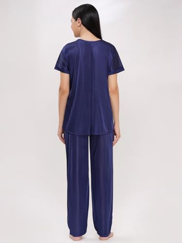 Image of Romaisa Women's Navy Blue Night Suit Set for Women - Stylish Pajama Set Sleepwear Lounge Wear Comfortable Nightwear
