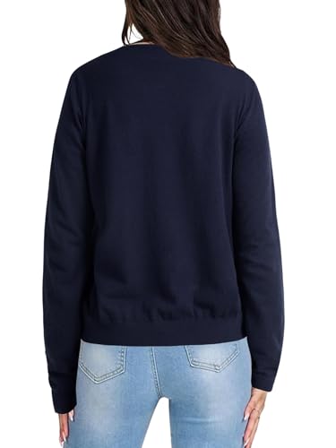 Image of LYANER Women's Striped Cardigan Crew Neck Button Down Open Front Long Sleeve Knit Cardigans Sweater