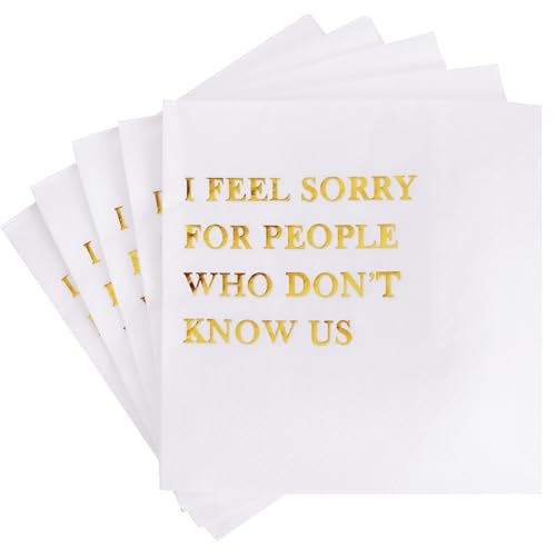 Vuzvuv 50 Pcs 5 Funny Party Cocktail Napkins for Adult-White