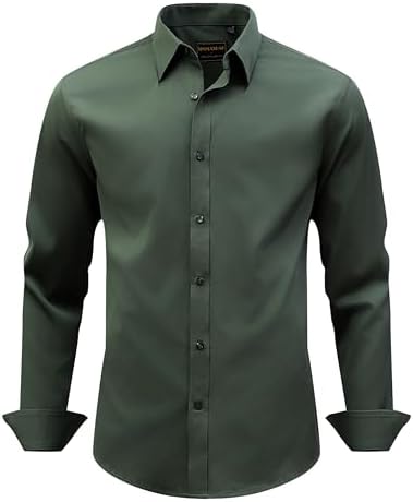 Men's Dress Shirts Stretch Wrinkle Free Formal Long Sleeve Shirts Business Casual Button Down Shirt