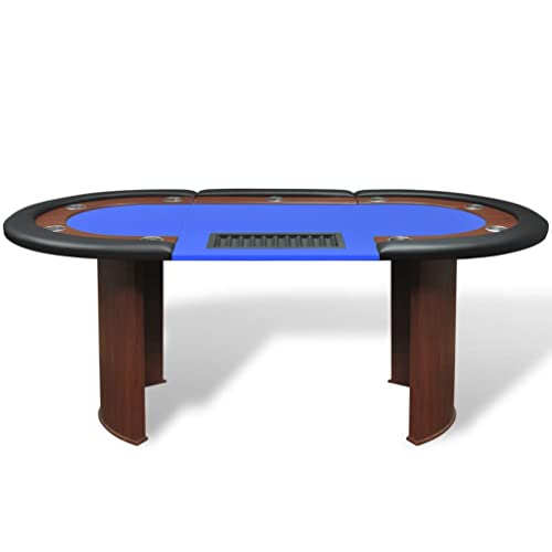 Poker & Games Tables - Pokertisch für 10 Spieler mit Händlerbereich und Chip-Tablett, Blau – Bild 3