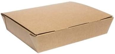 (25-300pcs) No.11 Brown take out Cardboard Food Box, Takeaway Disposable Paper Food Containers, Microwaveable Hinged Lid Natural Kraft Box, Carry-Out Food Box, biodegradable leak proof box for burger