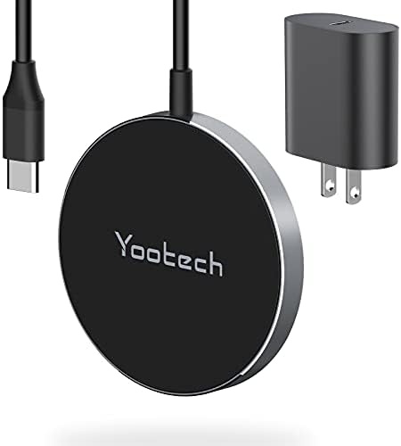Yootech Magnetic Wireless Charger, Compatible with MagSafe Charger, 5ft Cable Metal Fast Wireless Charging Pad with USB-C 20W PD Adapter Compatible with iPhone 13/13 Pro Max/13 Mini/12, AirPods Pro