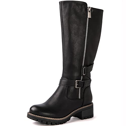 Image of GLOBALWIN Women's Chunky Low Heels Boots Knee High Boots For Women
