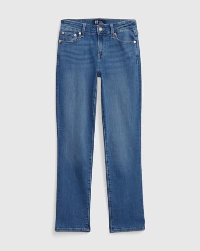 Image of Gap Women Straight Fit Mid Rise Mid Washed Jeans