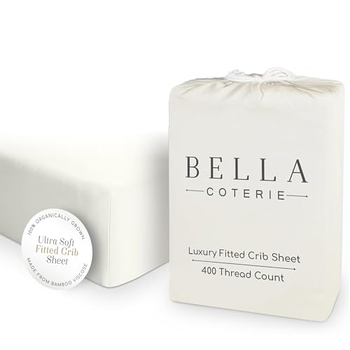 Image of Bella Coterie Luxury Bamboo Viscose Crib Sheet | Organically Grown | Ultra Soft | Cooling for Better Sleep | Deep Pocket Fitted Sheet for Crib & Toddler Mattress | 100% Organically Grown [Ivory]