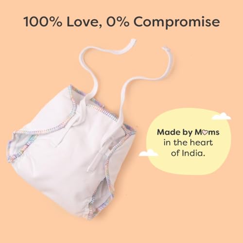 Image of SuperBottoms DryFeel Baby Langot 0-6 months l Organic Cotton Modern Baby Nappy l Mess-free Langot with Gentle Elastics l Super DryFeel Top Layer l Diaper-free Time Essential | 3 Pack