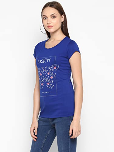 Image of Modeve Women Printed Cotton Blend Half Sleeve Round Neck T-Shirt for Summer