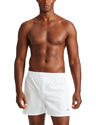 POLO Tall Ralph Lauren Men's Classic Fit Cotton Woven Boxers 3-Pack, White/Cruise Navy, Jarvis Stripe/Cruise Navy, Cannes Plaid/Cruise Navy-3 Pack, 1X Big3