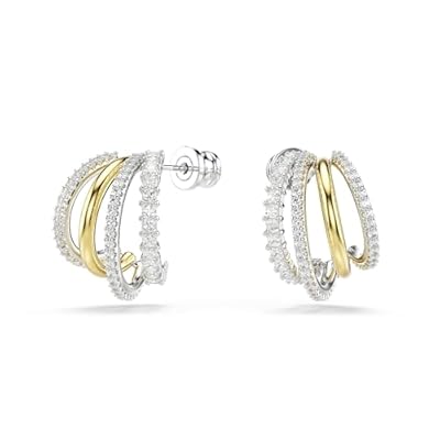 Swarovski Pendientes de aro Hyperbola  Tallas mixtas  Mini  Blancos  Combinación de acabados metálicos