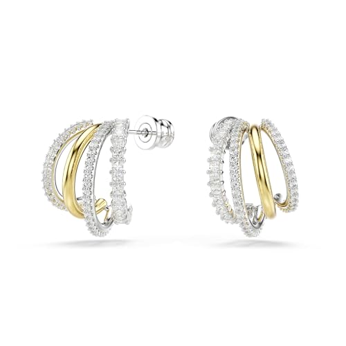 Swarovski Anneaux d'oreilles Hyperbola, Tailles variées, Mini, Blanches, Finition mix de métal