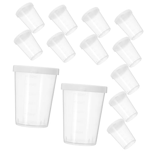 Hohopeti 20pcs Multifunctional Medicine Cups Scale Measuring Cups Graduated Lid for Sample Storage