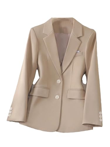 Single Breasted Blazers for Women Long Sleeve Turn Down Collar Jacket Office Slim Solid Coats