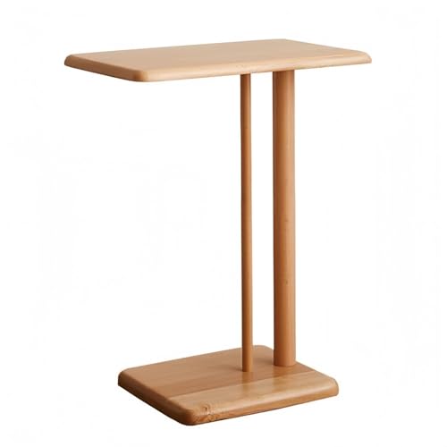 Gamire サイドテーブル ベッドサイドテーブル ソファテーブル 移動可能 C型 無垢材 丸い角 小さい 北欧 コンパクト 省スペース 組み立てが簡単 北欧 モダン 多機能 一人暮らしに最適 カフェ 寝室 バルコニー 業務用 (木の色)