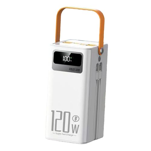 Caricatore Solare Portatile 50000mAh 120W Power Bank Esterno Impermeabile Con Cavi Integrati 4 Uscite 3 Ingressi...