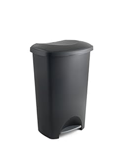 Addis Eco Made from 100% Plastic Family Kitchen Pedal Bin, 50 Litre, All Black Recycled