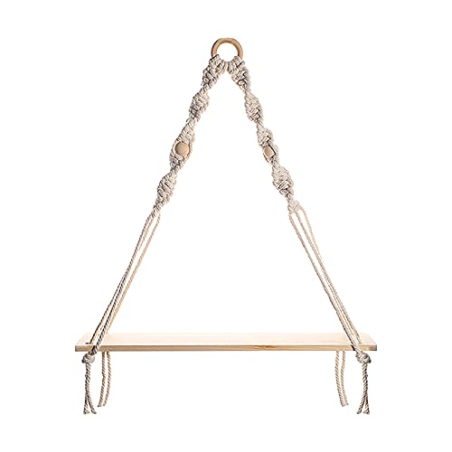 Jimmackey Bois À La Main Macramé Tenture Murale Corde Étagère Tapisserie Décor À La Maison Suspendu Jardinière Étagère Flottante Organisateur De Stockage À La Maison Murale Vintage 40 × 60 cm (22A) Cover