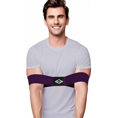 Image of Scott Edward Pro Golf Swing Training Aid, Swing Correcting Arm Band Correct Training Swing Gesture Alignment Practice Tool for Golf Beginners,Man,Boy,Male (Purple)