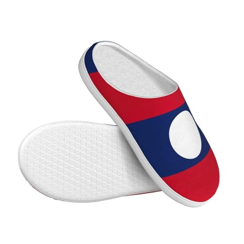 Cozy Flag of Laos print Slippers Indoor and Outdoor Fuzzy House Shoes Anti-Skid Sole Gifts for Women Indoor Scuff3