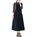 ❤ Eigenschaften: ärmelloses Pulloverkleid, O-Ausschnitt, Latzhose, entspannte Passform, aufgesetzte Taschen, A-Linien-Saum, solide, Basic-Schürzenkleid. Passt perfekt zu Hemden oder Pullovern für einen lässigen und modischen Look