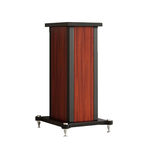 Coppia di supporti universali per altoparlanti, robusti supporti audio per libreria e pavimento per home theater, riempimento centrale in sabbia con finitura in noce, 28 x 22 x 60 cm