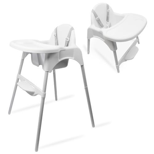 YIHAKIDS Hochstuhl Baby, 2-in-1 Kinderhochstuhl, Verstellbarer Kinderstuhl mit Tisch, Babystuhl Plastik, Kinder Essen Stuhl, Fütterungsstuhl Futterstuhl ab 6 Monate - 3 Jahre (max. 15 kg) - Weiß