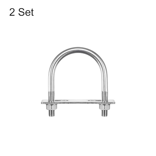 Image of TA-VIGOR 2 Sets M10 Round U Bolts, 65mm Inner Width 97mm Length 304 Stainless Steel U Bolts with Nut, Plate, Washer for Attaching Pipe, Conduit, Cable, Tube, Brackets, Boat and Trailer
