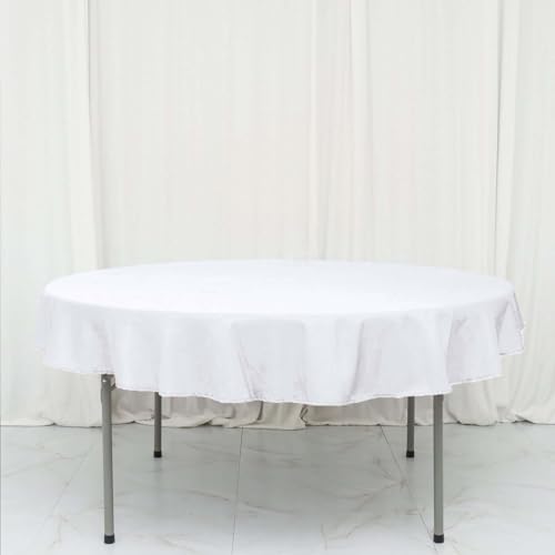 Efavormart Round Tablecloth, 70 Inch Stain & Wrinkle Resistant Washable Table Cloth, Decorative Polyester Fabric Table Cover for Banquet, Wedding, Dining- White