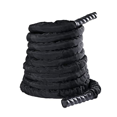 KUYUC Battle Ropes, 1.5 inch Diameter Battle Rope, Home Gym Equipment for Strength Training Outdoor Cardio Men and Women (Color : Black, Size : 15m(49ft))