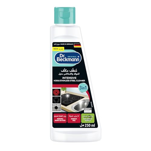 Dr. Beckmann Ceramics Gas & Halogen Hob Cleaner - Removes Burnt on Food - Also for Induction Hobs - Easy Clean with Silky Shine - With Mircrofine Activated Carbon - Made in Germany - 250ml