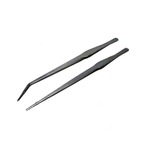 2 Pcs Aquarium Tweezers Stainless Steel Curved Tweezers Straight Tweezers Against Rust Long Aquarium Tools for Aquatic Tank Plants