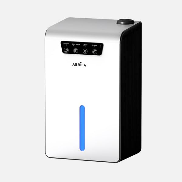 ABRILA - Osuszacz/nawilżacz Kendra 70 W | 1 l/dzień | 3,5 l zbiornik | tryb uśpienia | światło RGB otoczenia | biały/czarny