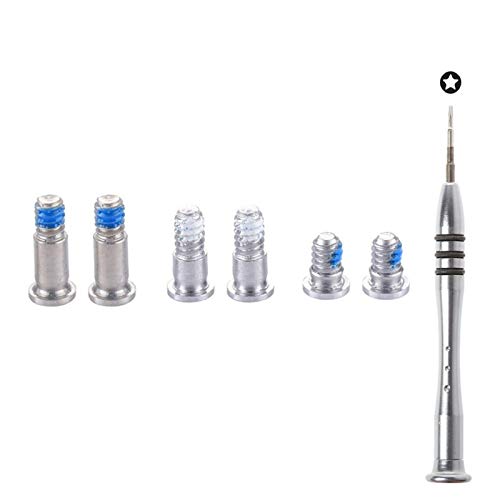 Replacement 6pcs/Set Bottom case Screws + 5 Point Pentalobe Screwdriver for MacBook Pro Retina 13 A1708 EMC 2978 EMC 3164 2016-17, A2159 A2289 EMC 3301 EMC 3456 2020, A2338 M1 EMC 3578 2020 (Silver)