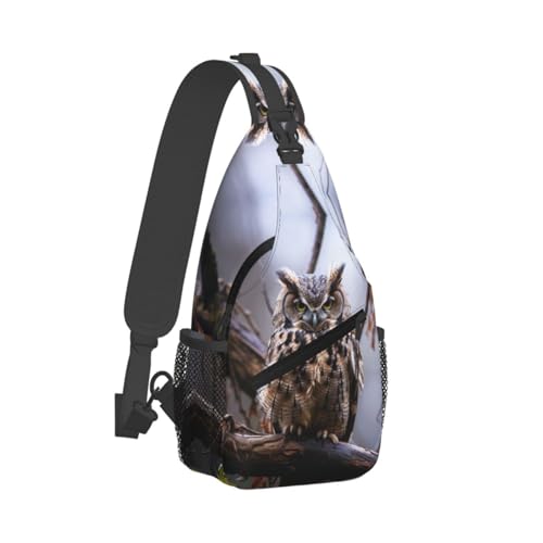Mochila cruzada Owl on a branch color negro