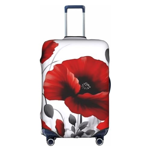 Red Poppy Flower Printed Luggage Cover Elastic, Washable, Universal Fit 18-32 Inch Travel Suitcase Cover Easy To Identify