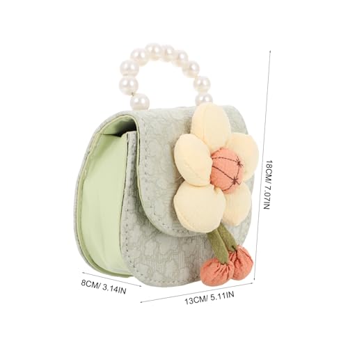 Girls Cute Mini Crossbody Purse Lightweight Floral Handbag with Pearl Accents for Little Girls Stylish Boy Shoulder Bag Green for Everyday Use2