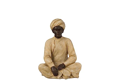 J-Line Personaje Indio Sentado Resina Beige/Marrón Medio