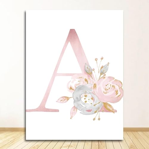 Impression d'art lettre A fleurie, cadeau déco personnalisé