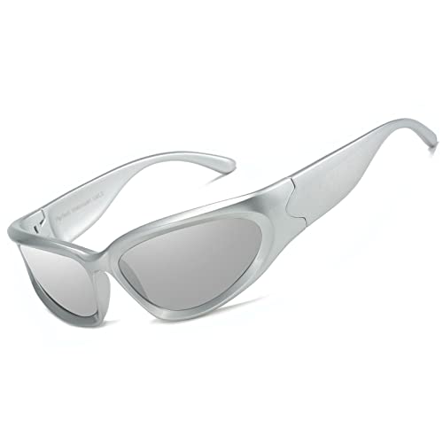 Perfectmiaoxuan Lunettes de soleil polarisées pour hommes femmes Y2K Wrap Around lunettes Cool Fishing Golf Cyclisme Le golf Conduite Pêche Escalade Ancien Ovale lunettes de soleil Cover