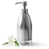 BEAUTURAL Soap Dispenser, Brushed Nickel Stainless Steel Case PET Liner Hand Pump Dispenser, Refillable Liquid Hand Dish soap Dispenser for Bathroom & Kitchen (15.2 OZ / 450ML)