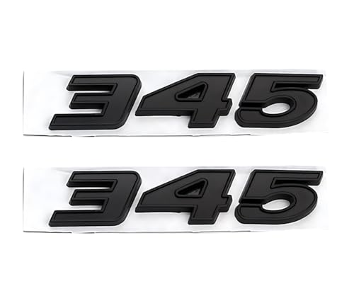 Image of Pair Set 345 Passenger & Driver Side Emblems 3D Badge Sticker Nameplates (Matte Black)