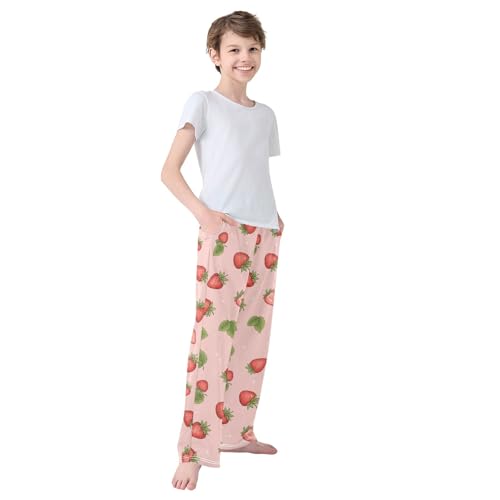Size 6-8 Boys Pants Cute Strawberry Pink Boys Comfy Pants, Pants for Boys with Pockets4