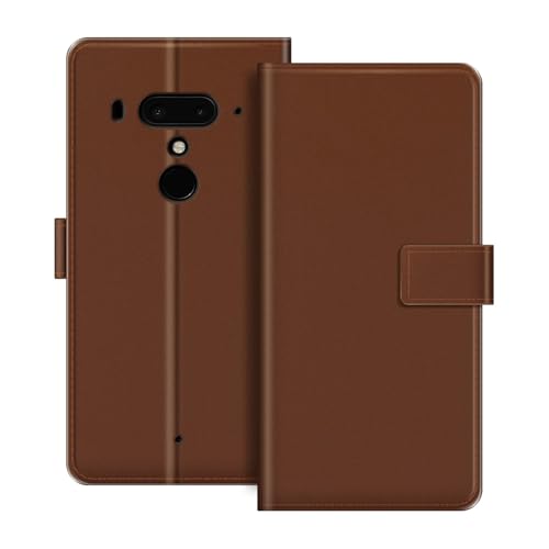 ESACMOT Funda de Cartera de Cuero Compatible con HTC Exodus 1 Funda Tipo Libro con Tarjetero y Soporte, Cierre Magnético, Estilo Folio Resistente a (Marrón)